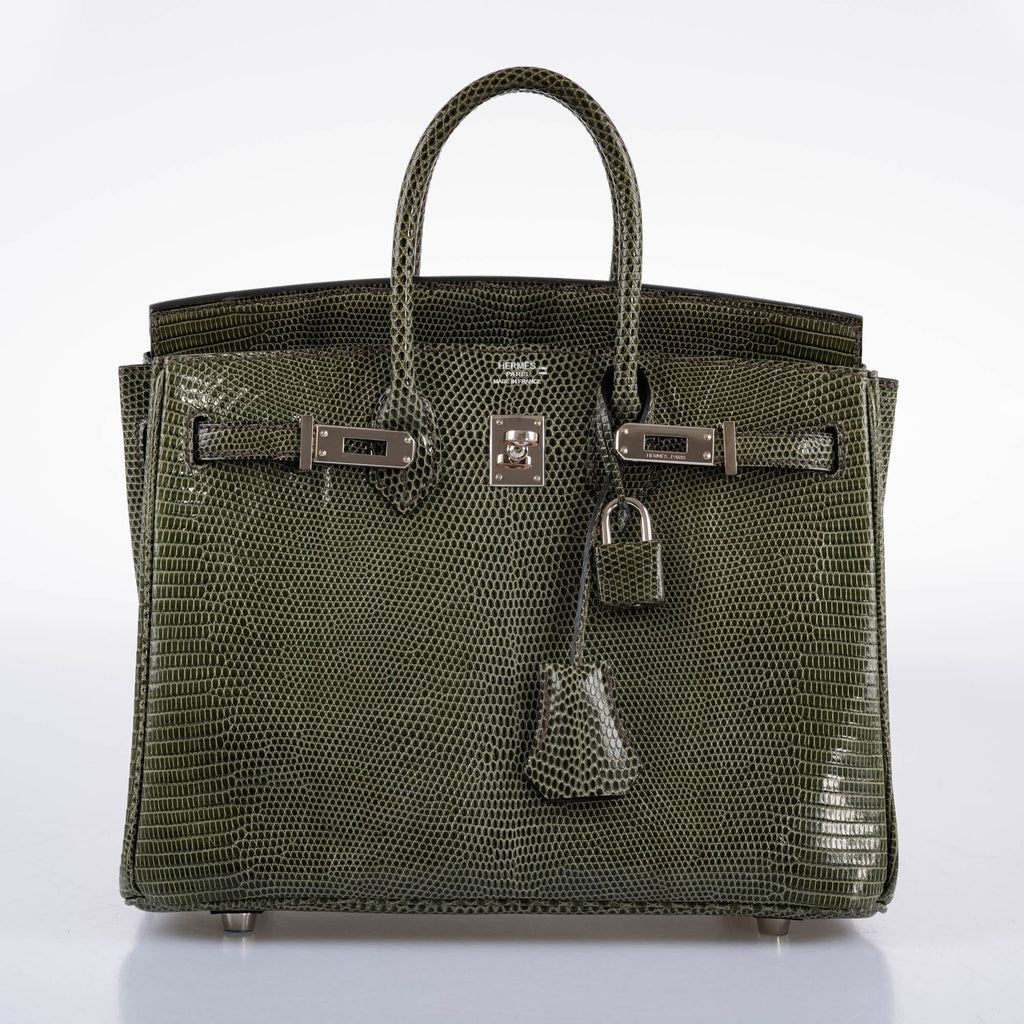 Hermes Birkin 25 Vert Olive Salvator Lizard with Palladium Hardware