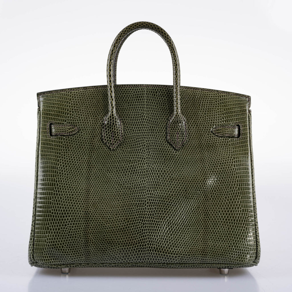 Hermes Birkin 25 Vert Olive Salvator Lizard with Palladium Hardware