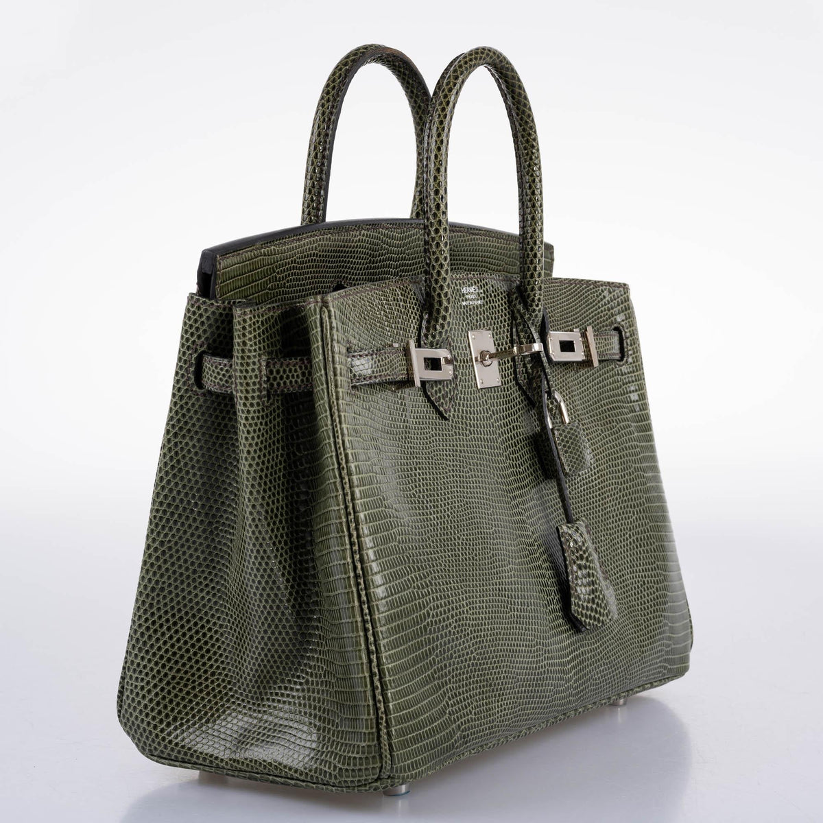Hermes Birkin 25 Vert Olive Salvator Lizard with Palladium Hardware
