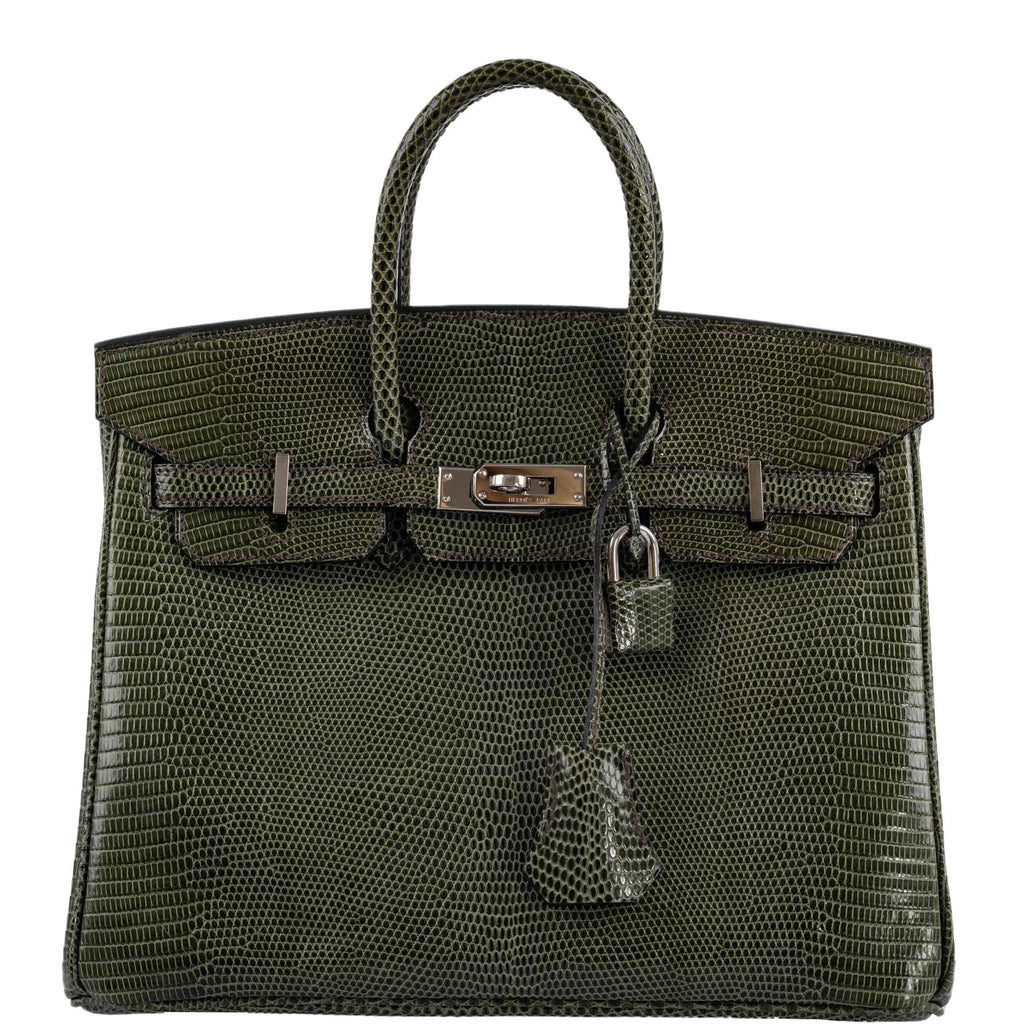 Hermes Birkin 25 Vert Olive Salvator Lizard with Palladium Hardware