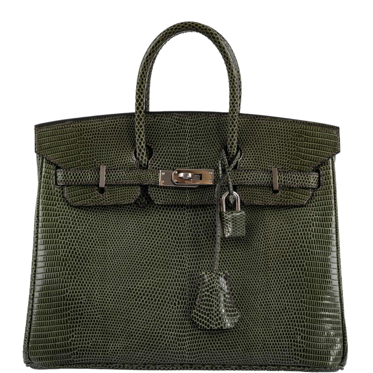 Hermes Birkin 25 Vert Olive Salvator Lizard with Palladium Hardware