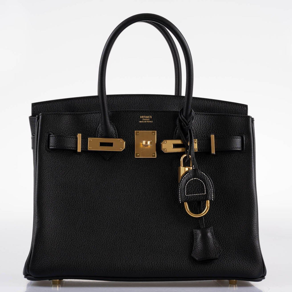 Hermes Birkin 30 Black Navillo Taurillon Leather Gold Hardware