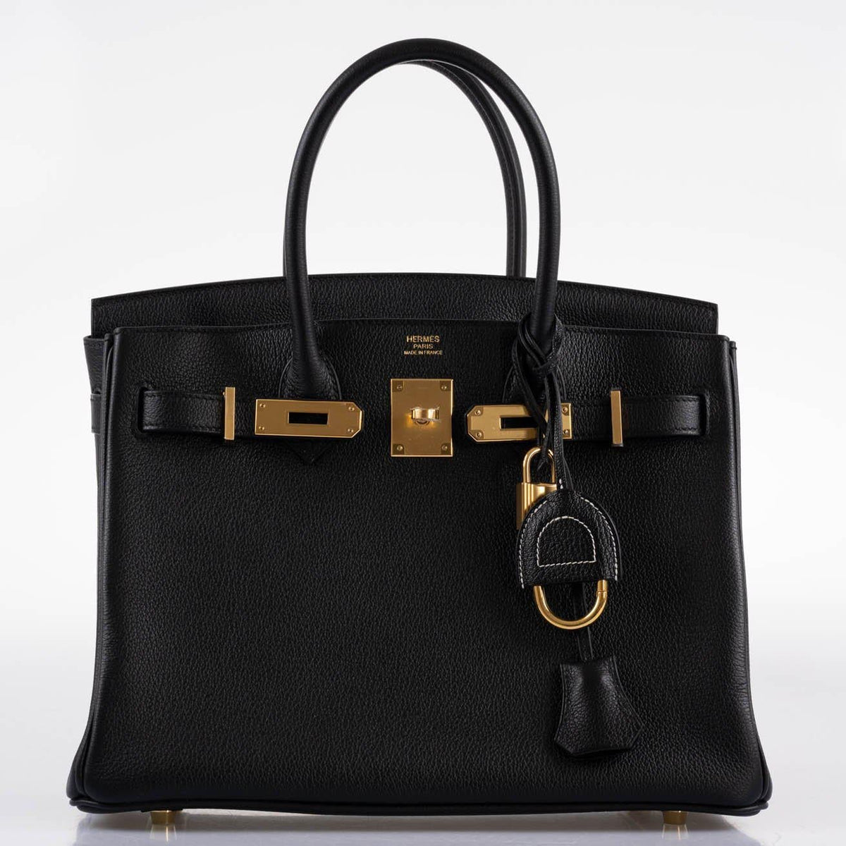 Hermes Birkin 30 Black Navillo Taurillon Leather Gold Hardware