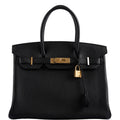 Hermes Birkin 30 Black Navillo Taurillon Leather Gold Hardware