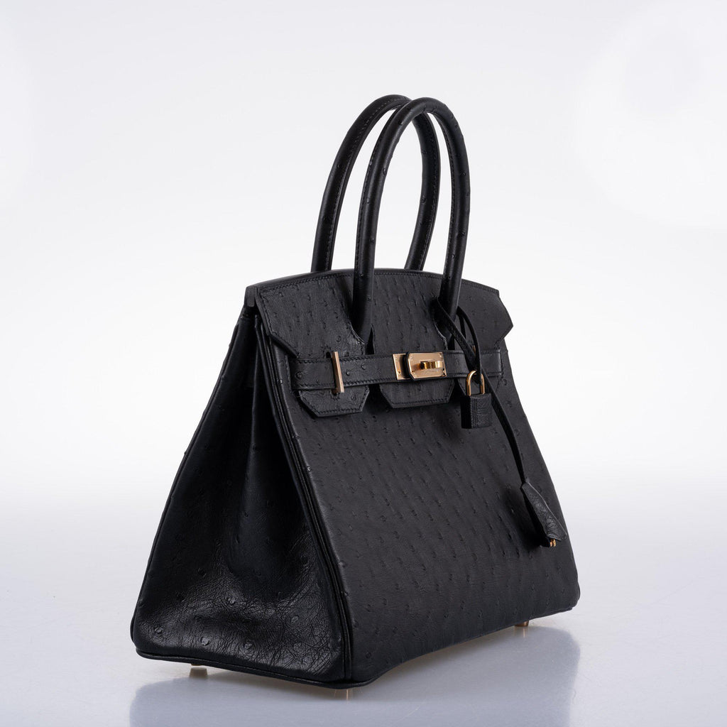 Hermes Birkin 30 Black Ostrich with Rose Gold Hardware