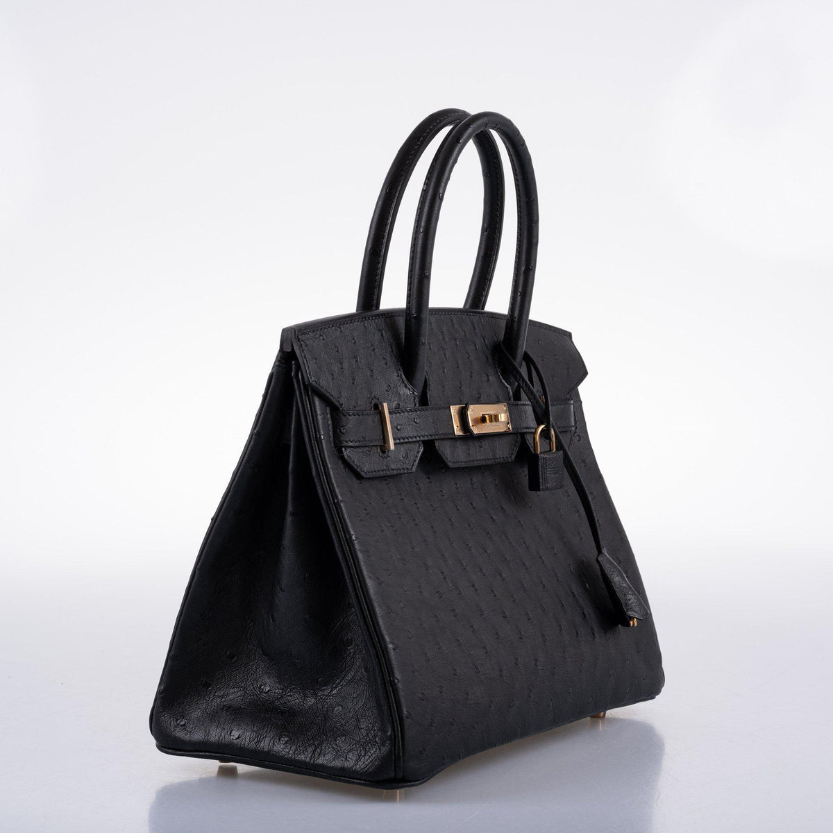 Hermes Birkin 30 Black Ostrich with Rose Gold Hardware
