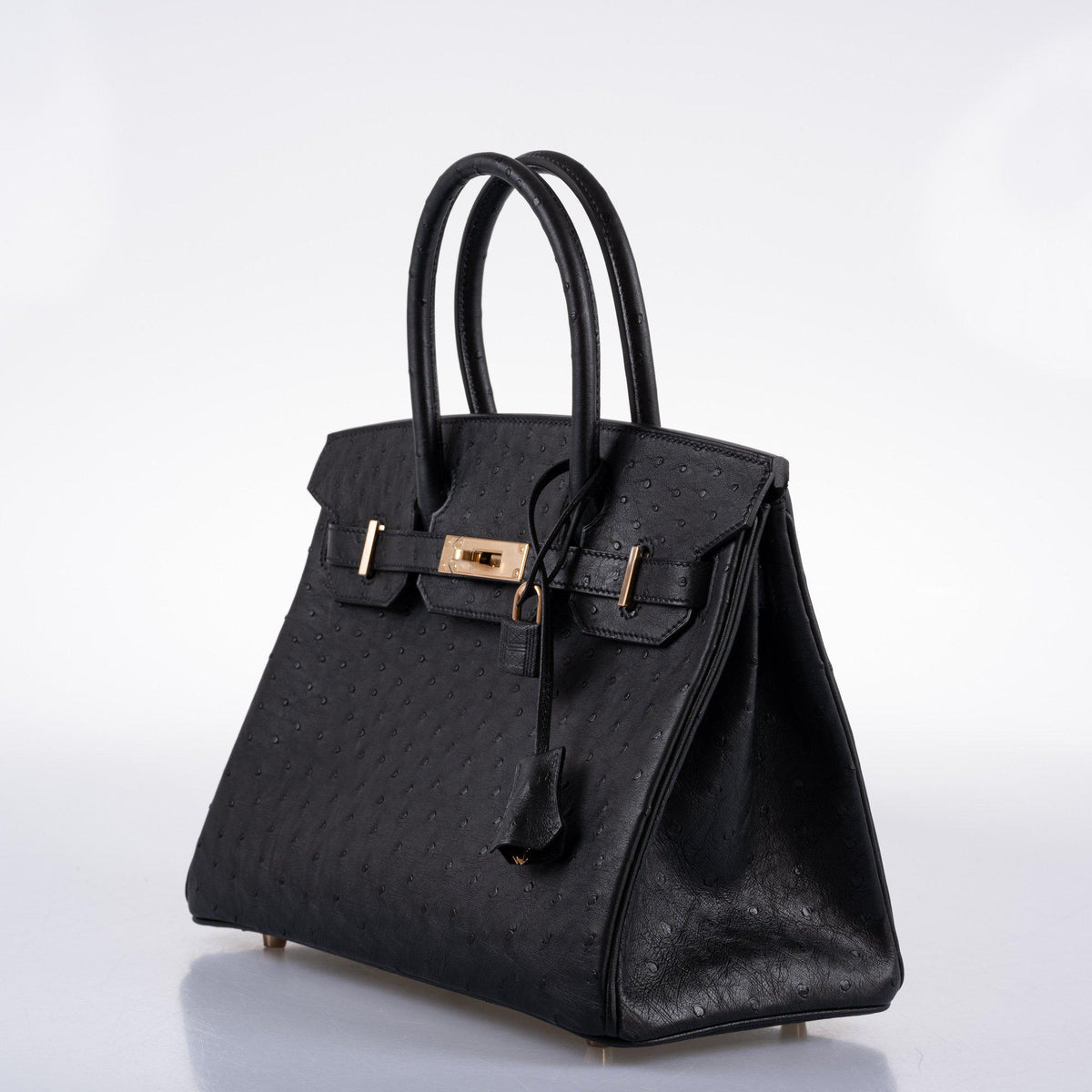 Hermes Birkin 30 Black Ostrich with Rose Gold Hardware