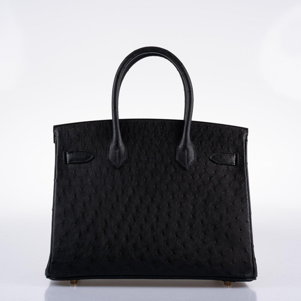 Hermes Birkin 30 Black Ostrich with Rose Gold Hardware