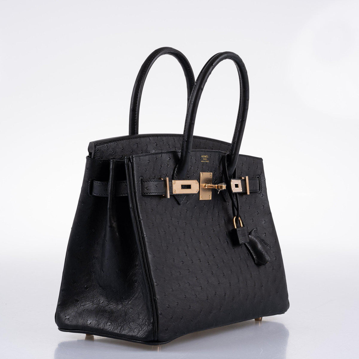 Hermes Birkin 30 Black Ostrich with Rose Gold Hardware