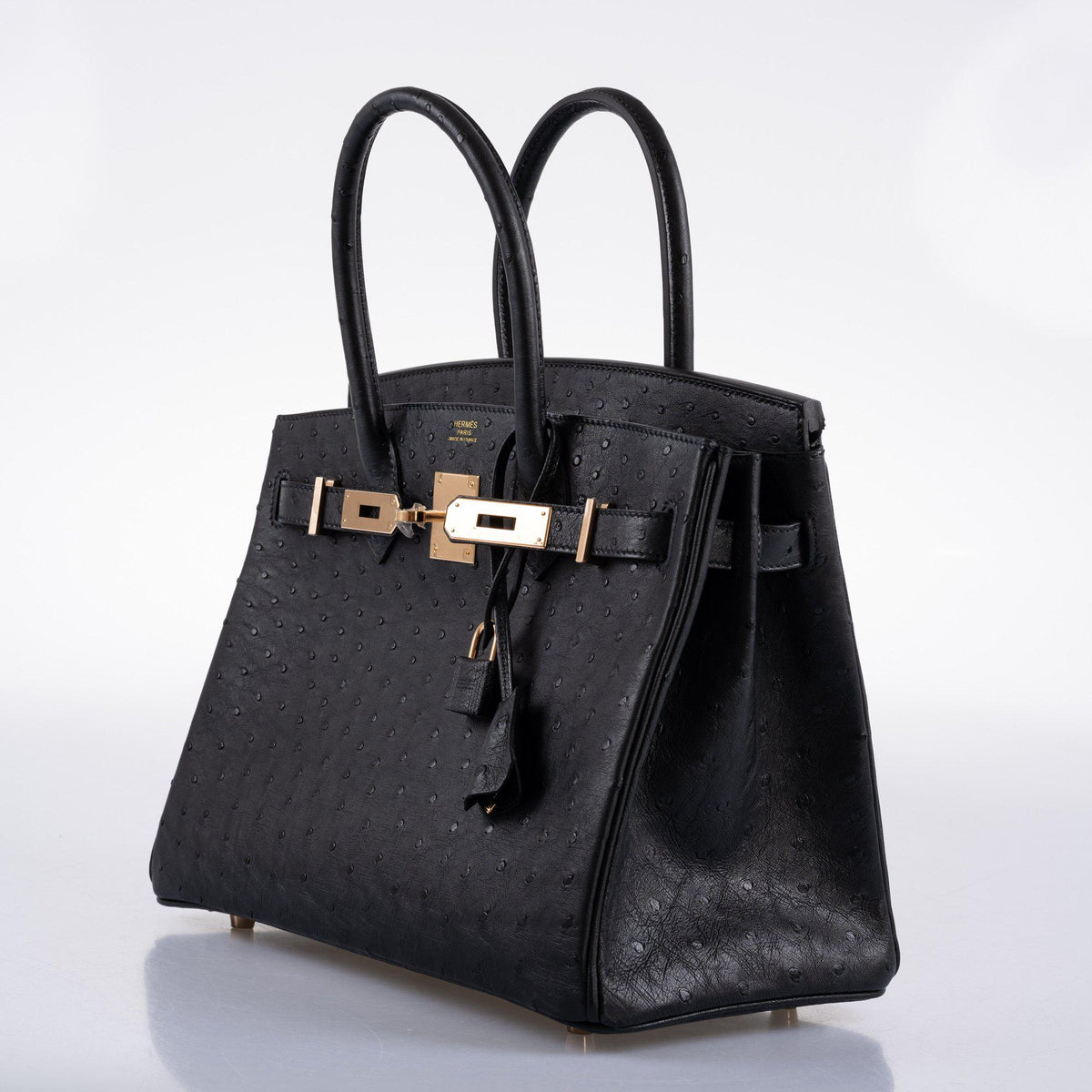 Hermes Birkin 30 Black Ostrich with Rose Gold Hardware