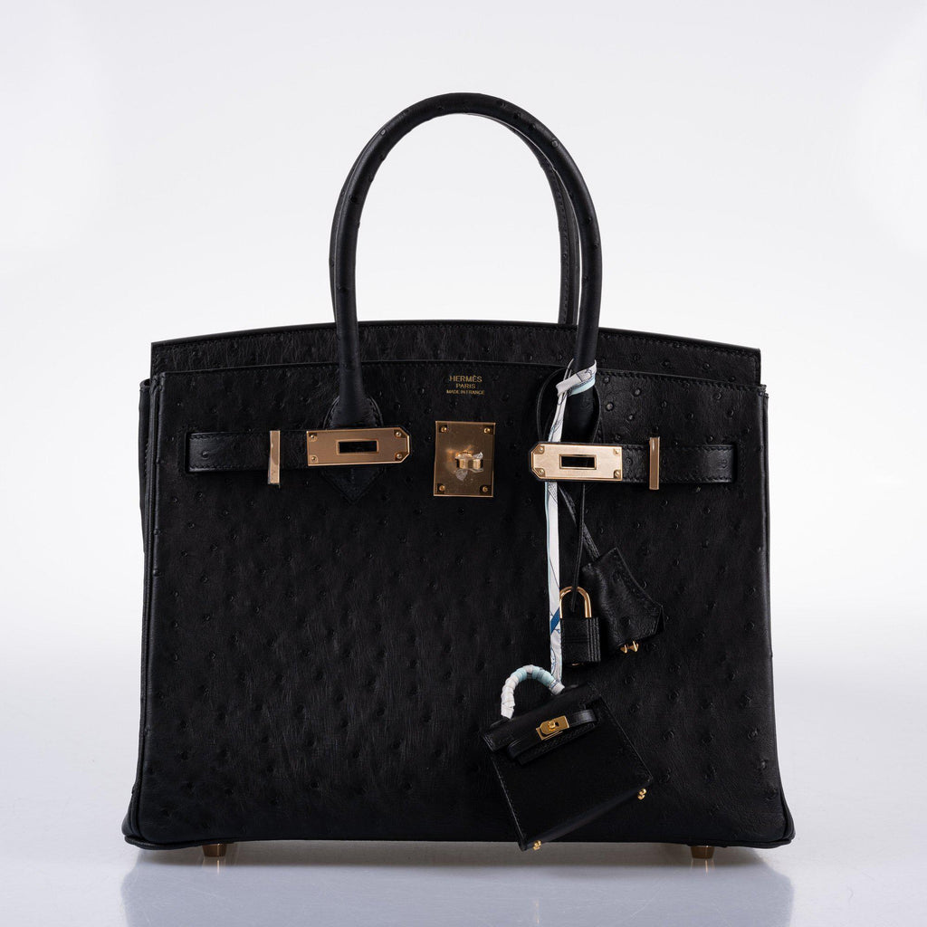 Hermes Birkin 30 Black Ostrich with Rose Gold Hardware