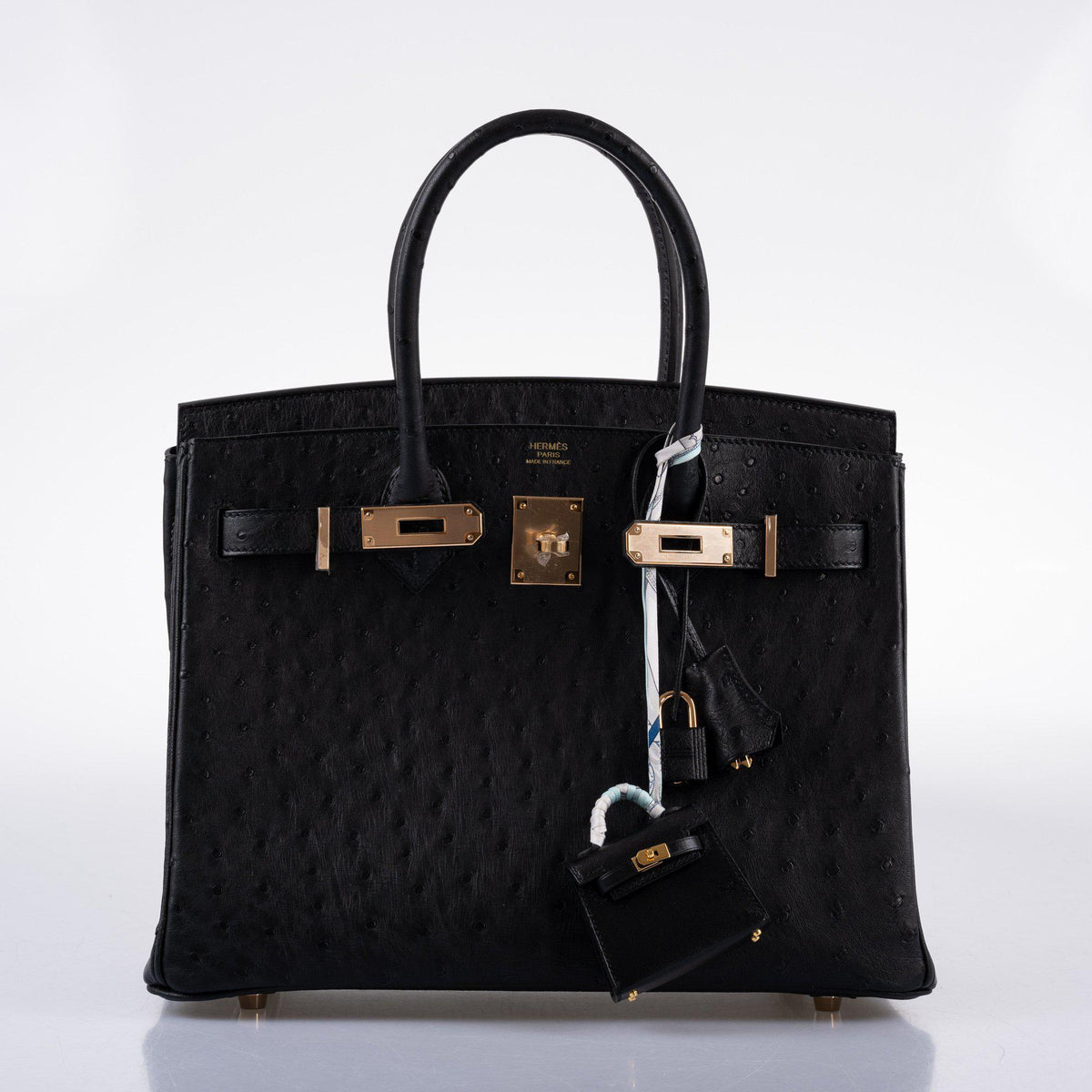 Hermes Birkin 30 Black Ostrich with Rose Gold Hardware