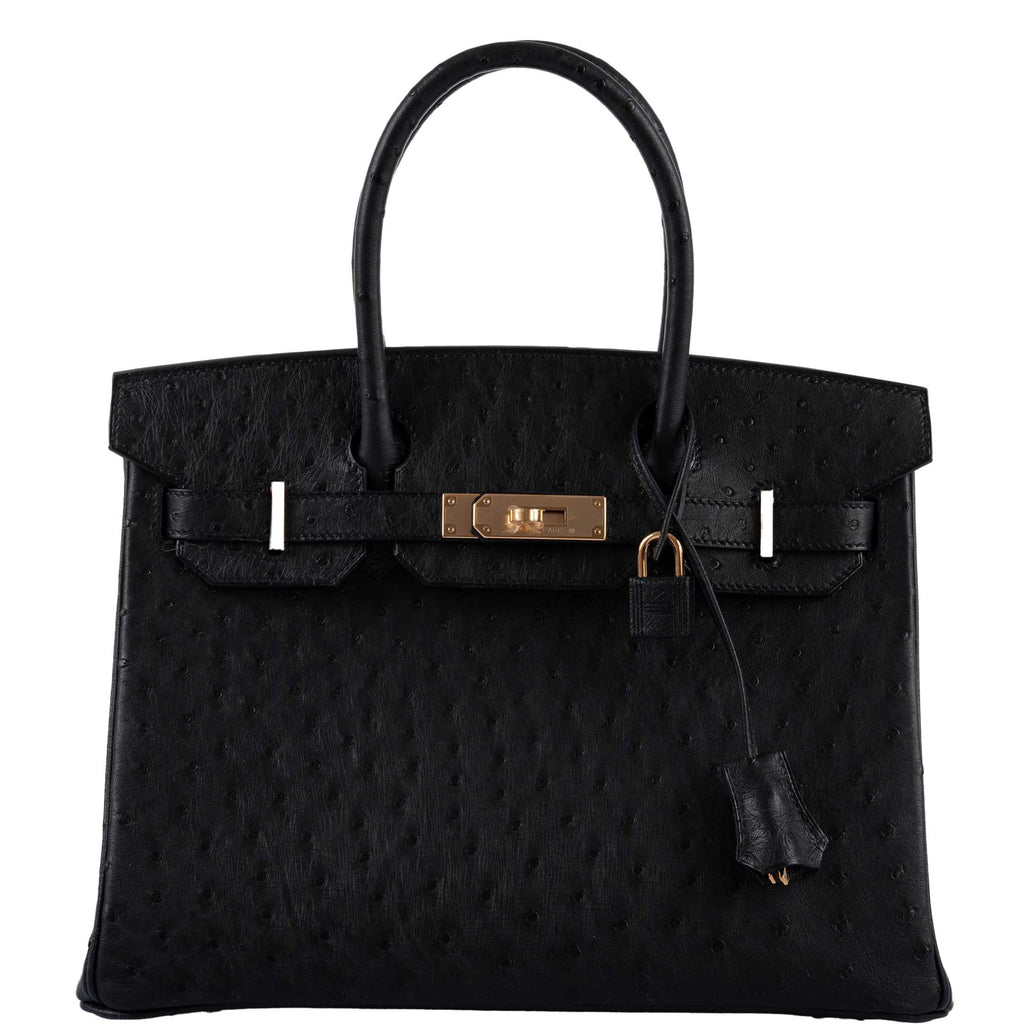 Hermes Birkin 30 Black Ostrich with Rose Gold Hardware