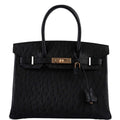 Hermes Birkin 30 Black Ostrich with Rose Gold Hardware
