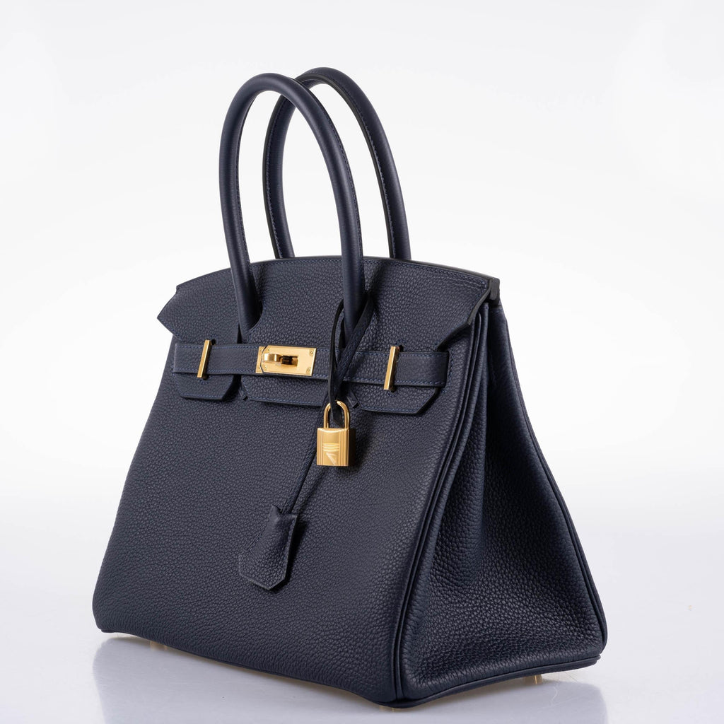 Hermes Birkin 30 Bleu (Blue) Nuit Togo with Gold Hardware