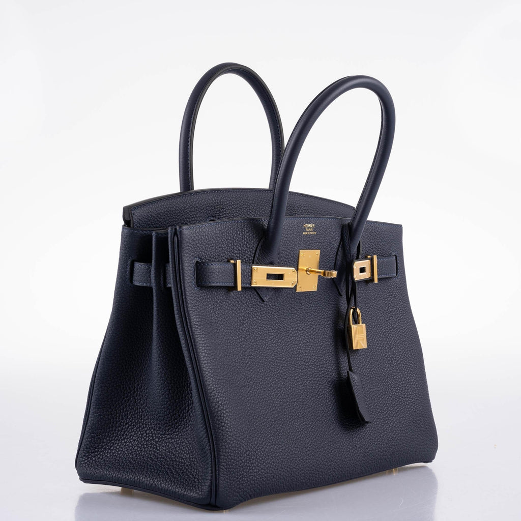 Hermes Birkin 30 Bleu (Blue) Nuit Togo with Gold Hardware