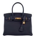 Hermes Birkin 30 Bleu (Blue) Nuit Togo with Gold Hardware