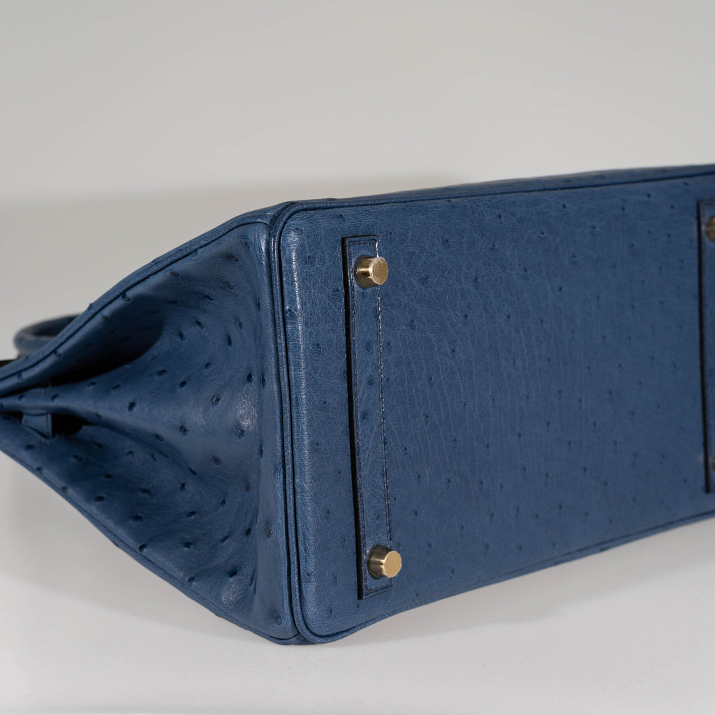Hermes Birkin 30 Blue Roi Ostrich Gold Hardware