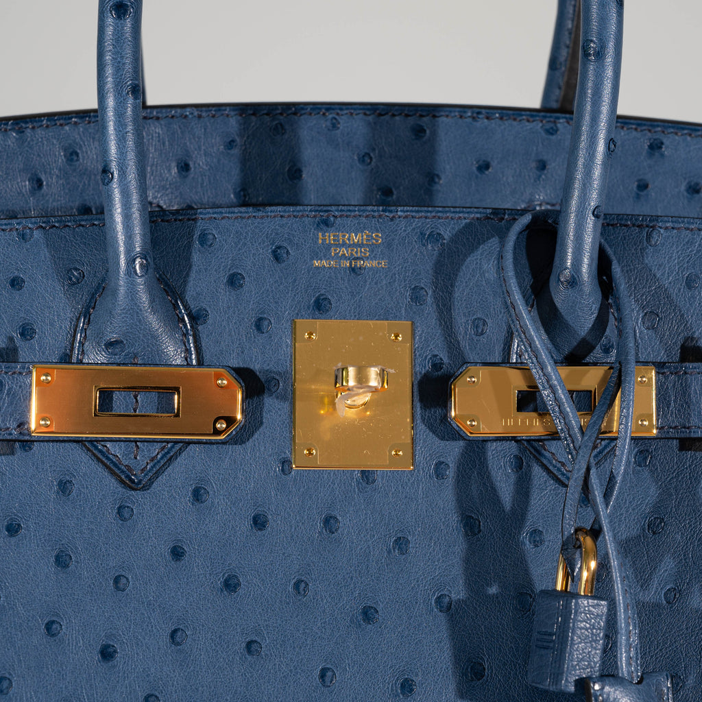 Hermes Birkin 30 Blue Roi Ostrich Gold Hardware
