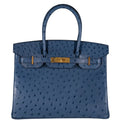 Hermes Birkin 30 Blue Roi Ostrich Gold Hardware