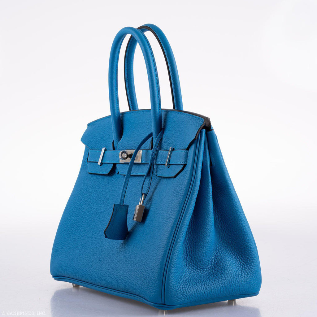 Hermes Birkin 30 Blue Zanzibar Togo with Palladium Hardware