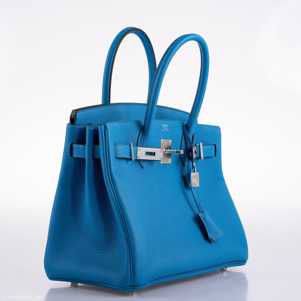 Hermes Birkin 30 Blue Zanzibar Togo with Palladium Hardware