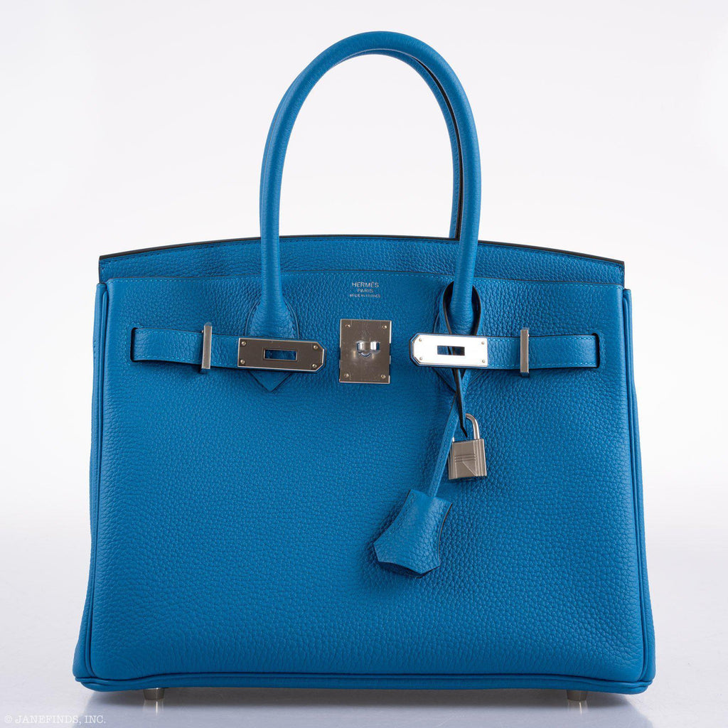Hermes Birkin 30 Blue Zanzibar Togo with Palladium Hardware