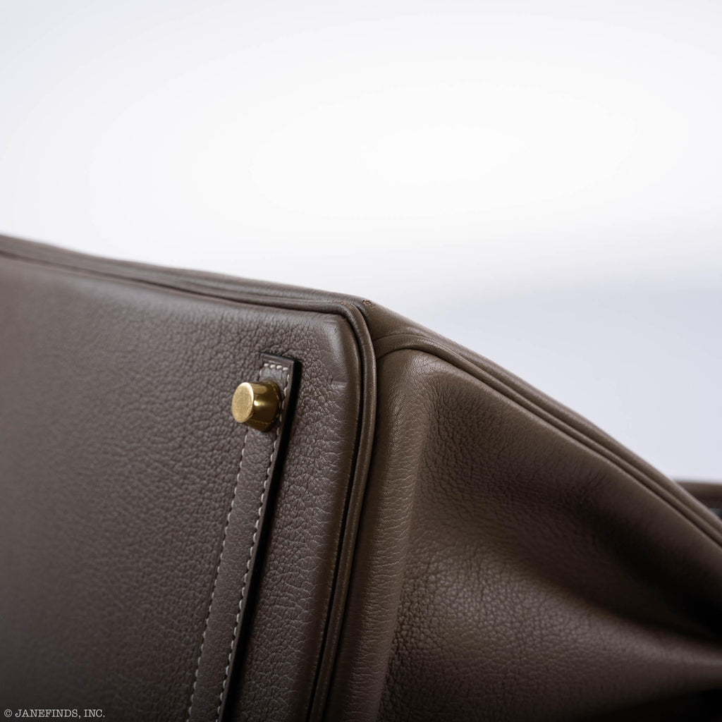 Hermes Birkin 30 Etoupe Navillo leather Gold Hardware