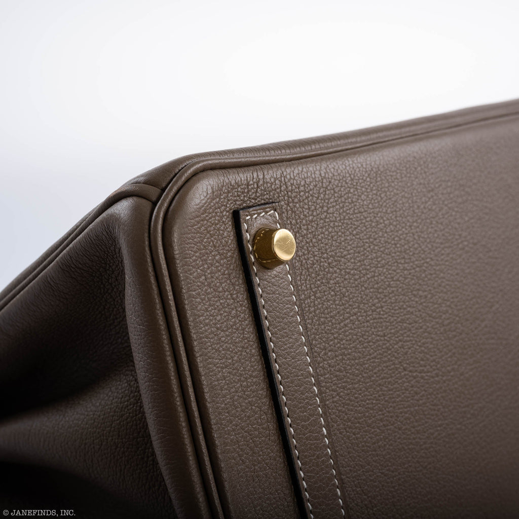 Hermes Birkin 30 Etoupe Navillo leather Gold Hardware