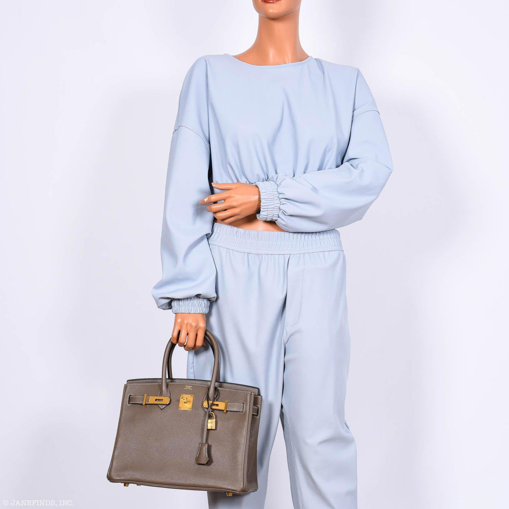 Hermes Birkin 30 Etoupe Navillo leather Gold Hardware