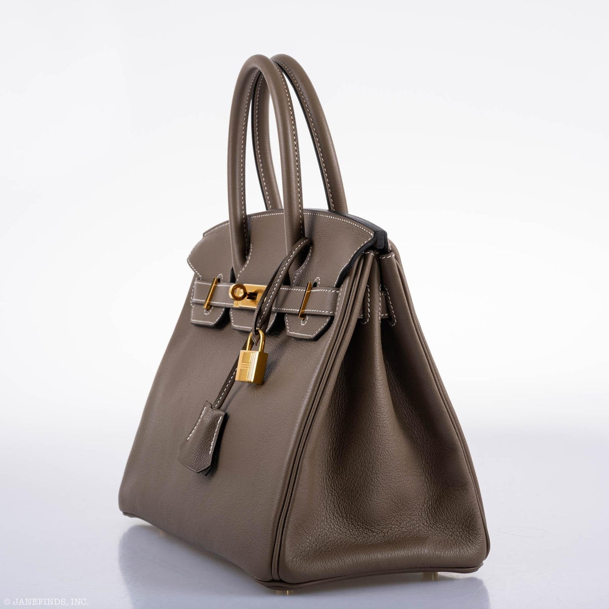 Hermes Birkin 30 Etoupe Navillo leather Gold Hardware
