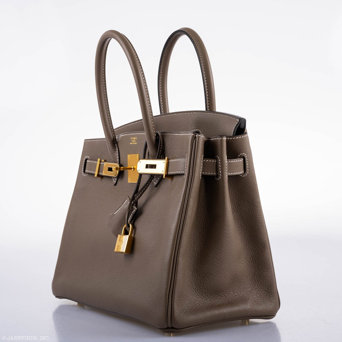 Hermes Birkin 30 Etoupe Navillo leather Gold Hardware