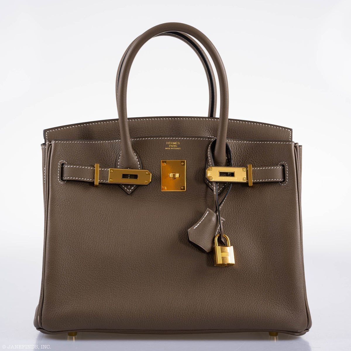 Hermes Birkin 30 Etoupe Navillo leather Gold Hardware