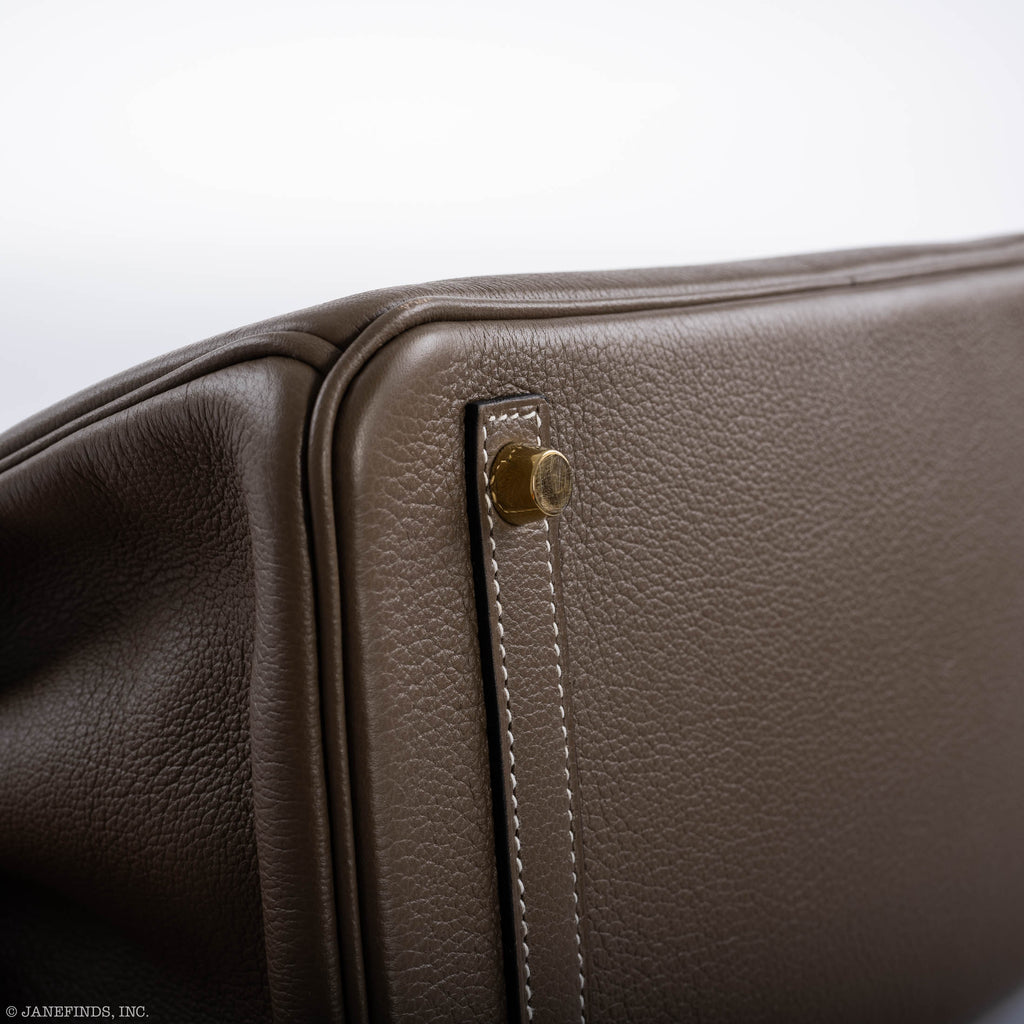 Hermes Birkin 30 Etoupe Navillo leather Gold Hardware