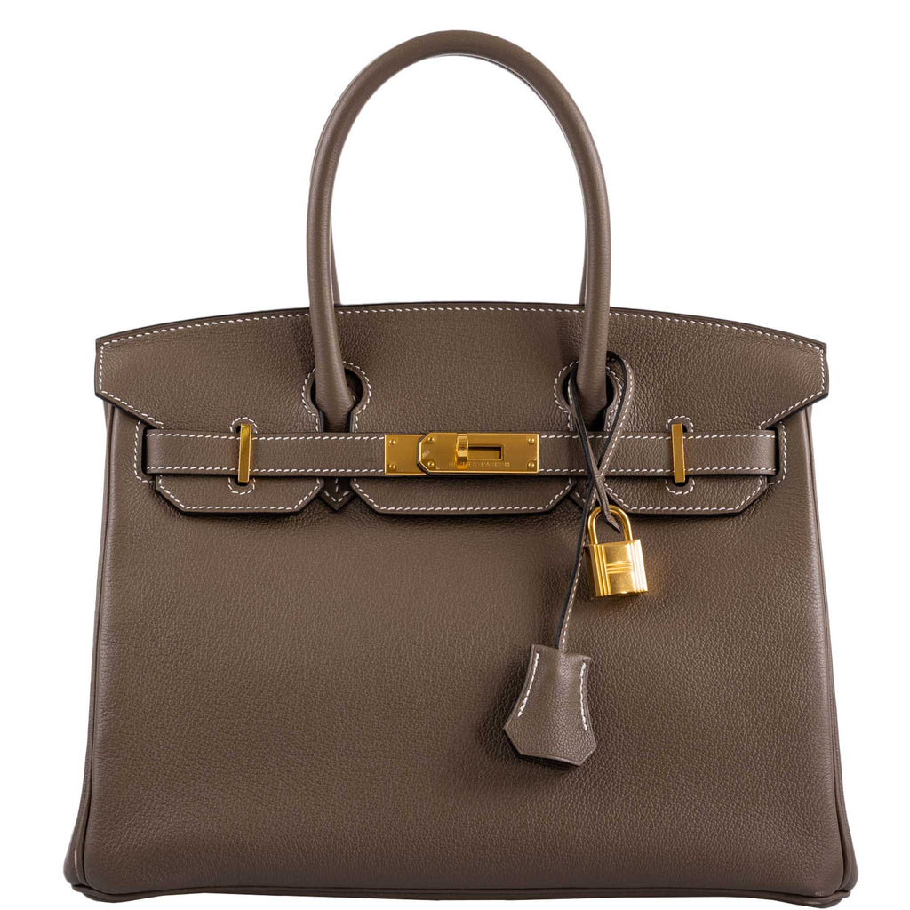 Hermes Birkin 30 Etoupe Navillo leather Gold Hardware