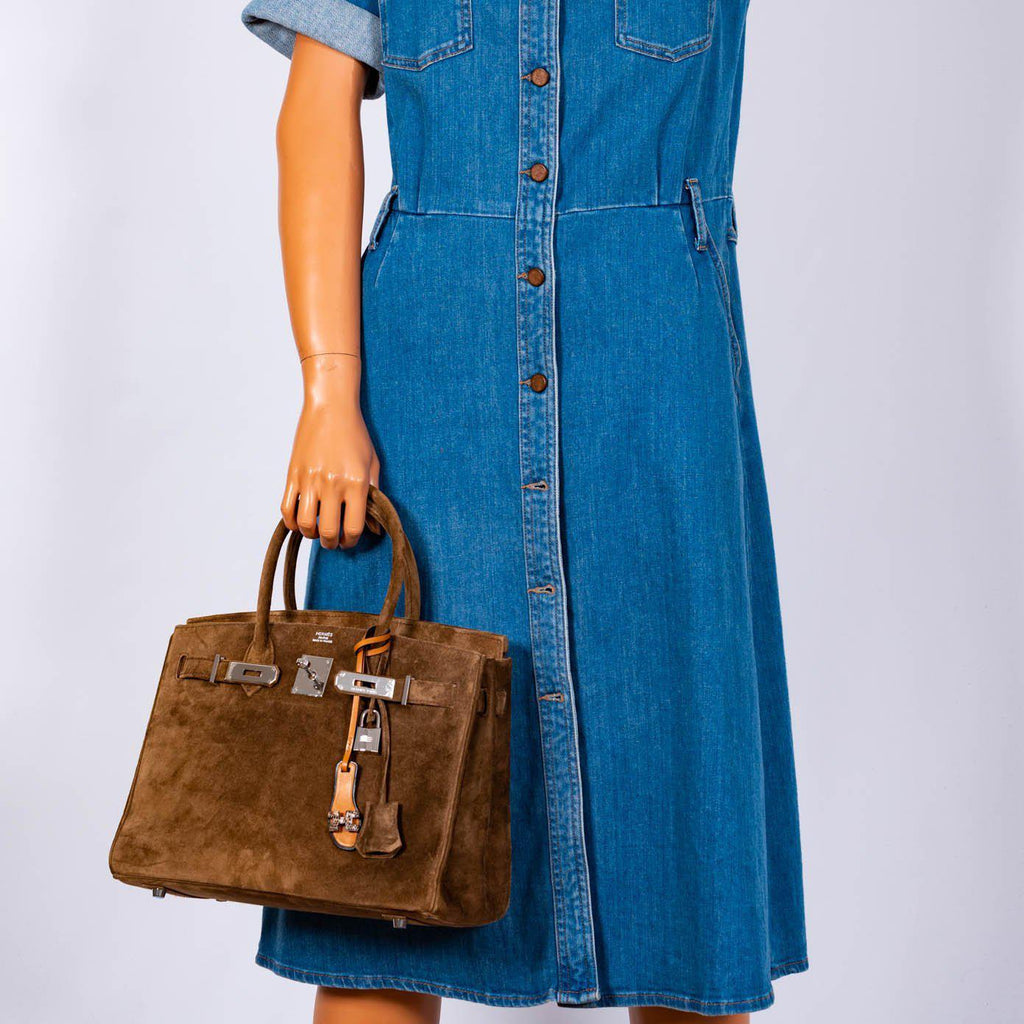 Hermes Birkin 30 Gold Veau Doblis Suede Palladium Hardware