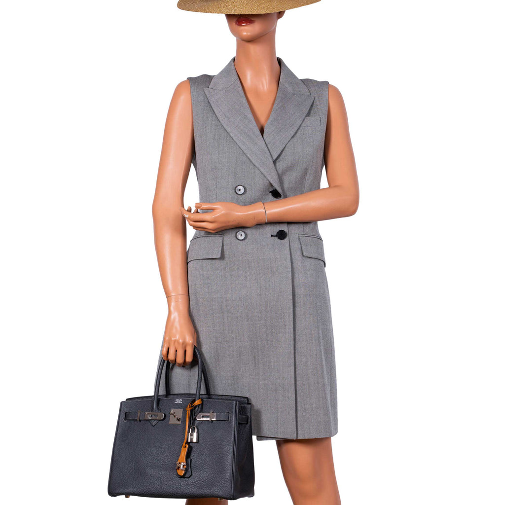 Hermes Birkin 30 Graphite Buffalo with Palladium Hardware
