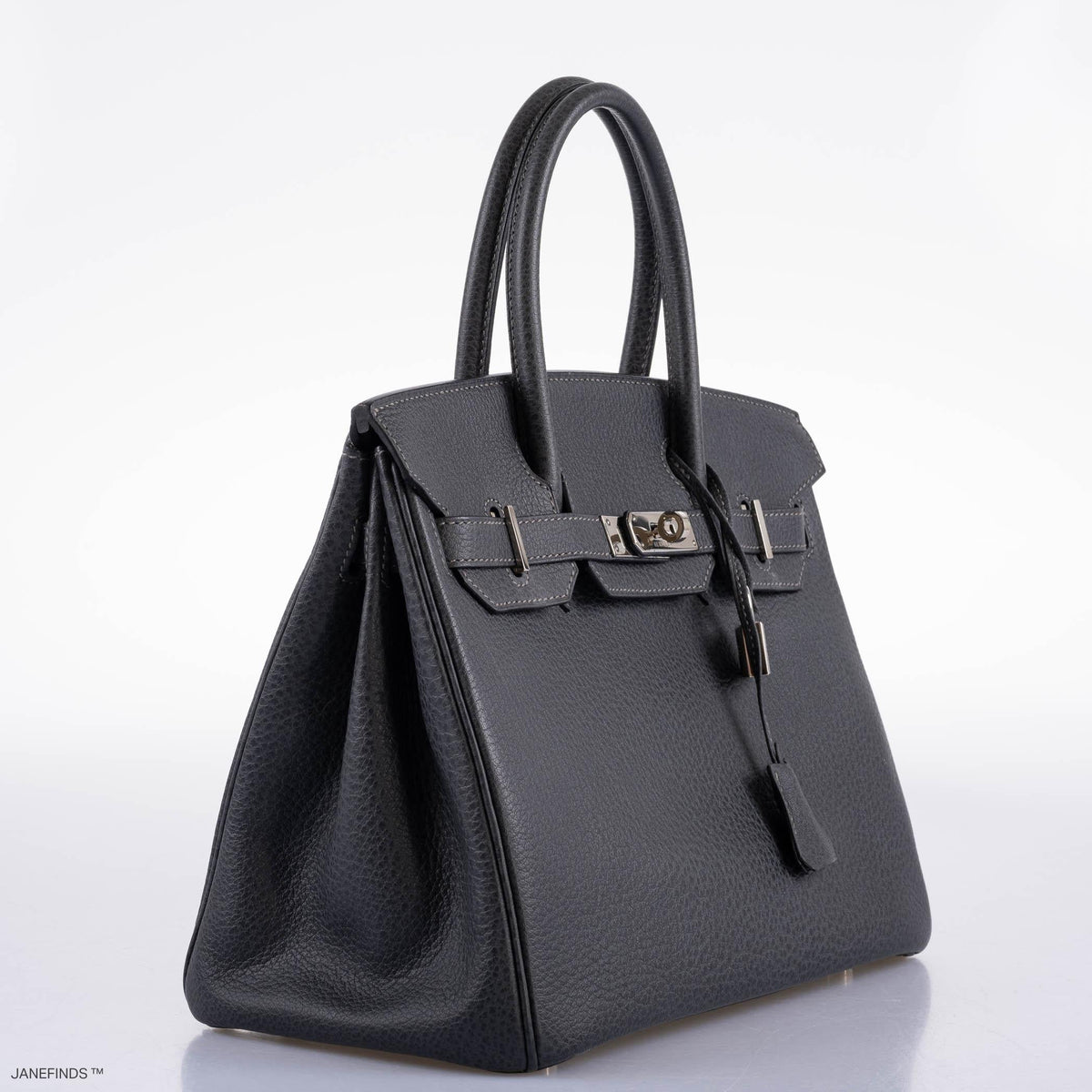 Hermes Birkin 30 Graphite Buffalo with Palladium Hardware