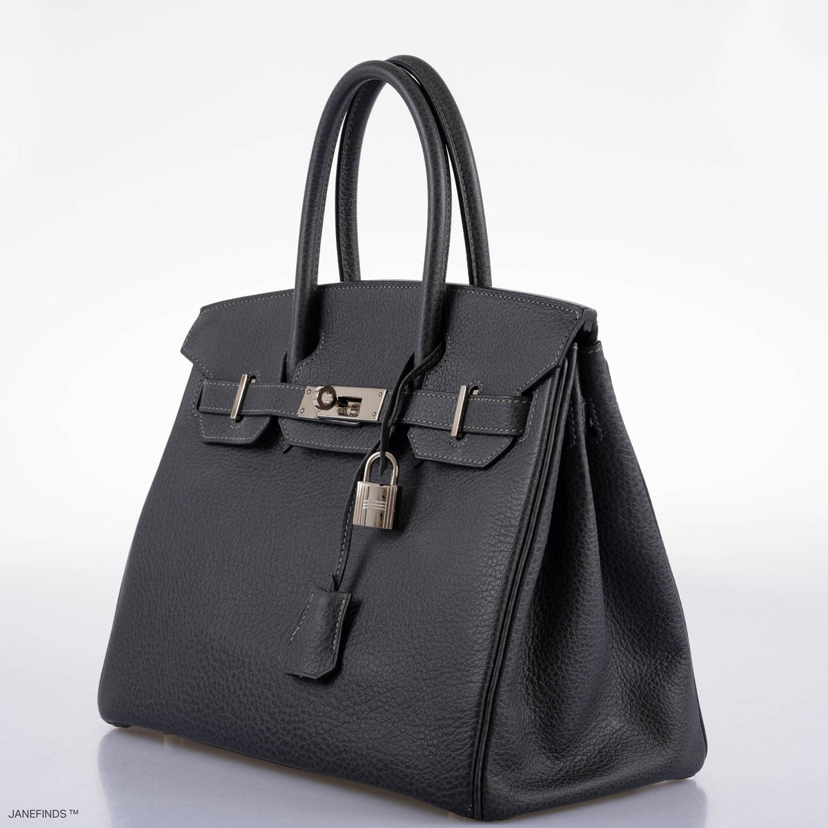 Hermes Birkin 30 Graphite Buffalo with Palladium Hardware
