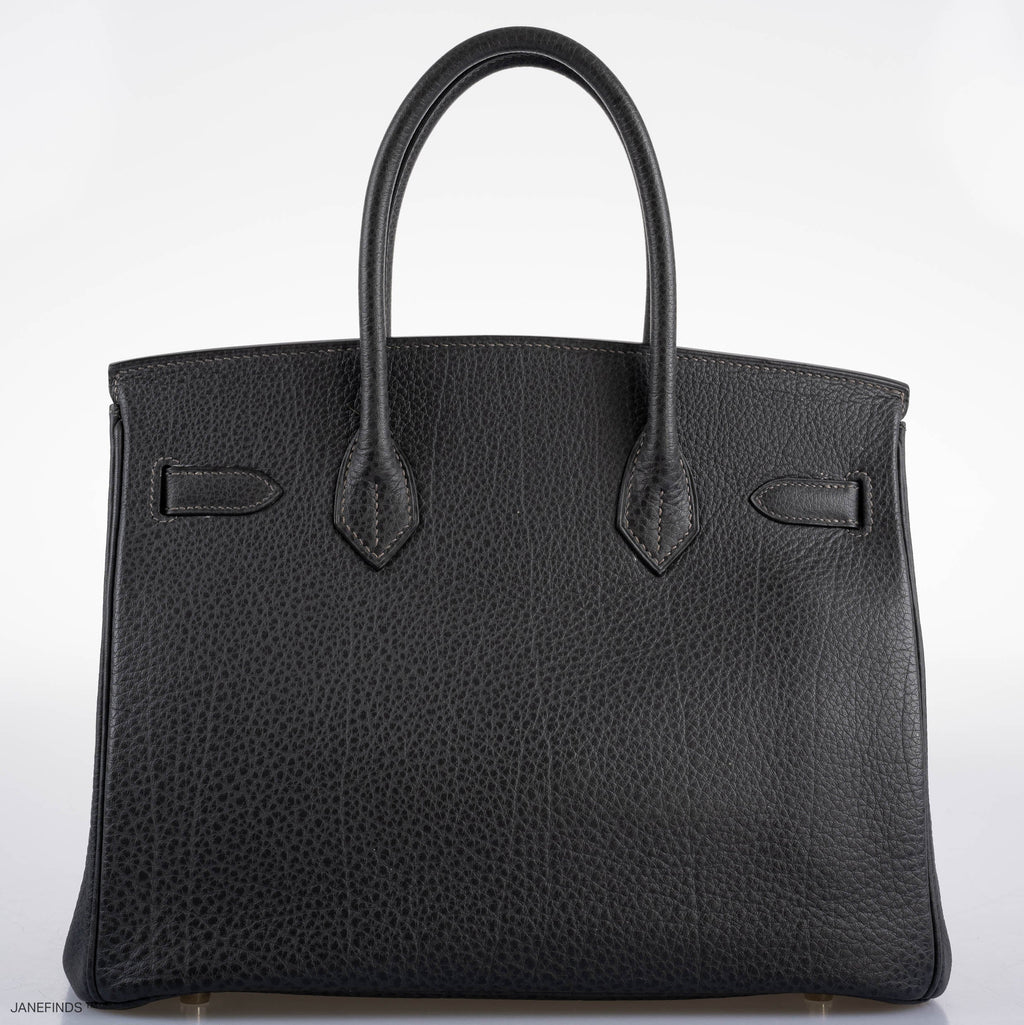 Hermes Birkin 30 Graphite Buffalo with Palladium Hardware