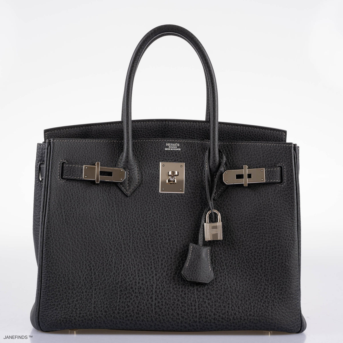Hermes Birkin 30 Graphite Buffalo with Palladium Hardware