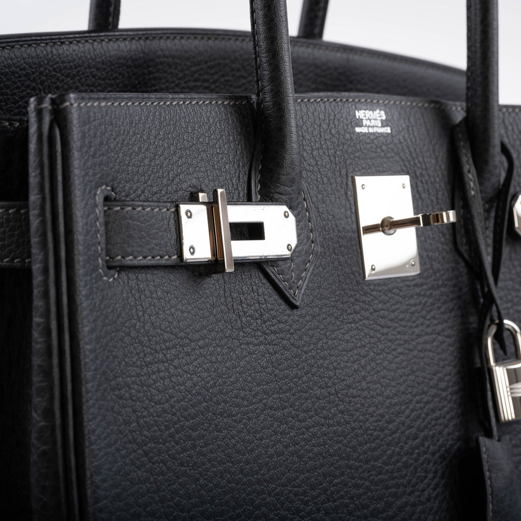 Hermes Birkin 30 Graphite Buffalo with Palladium Hardware