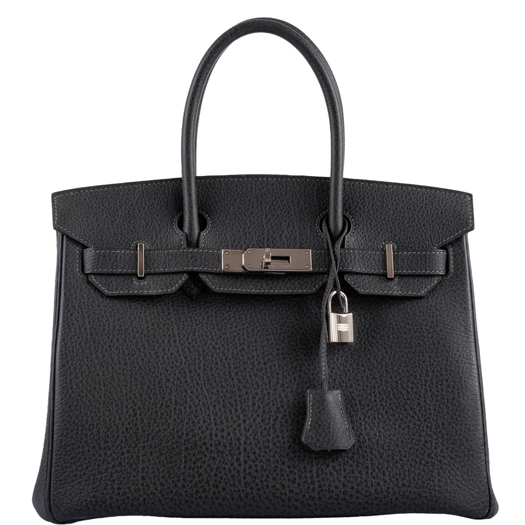 Hermes Birkin 30 Graphite Buffalo with Palladium Hardware