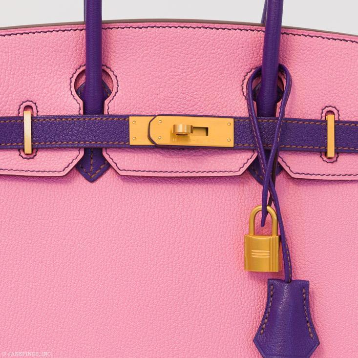 Hermes Birkin 30 HSS Rose Confetti & Anemone Chevre leather Brushed Gold Hardware