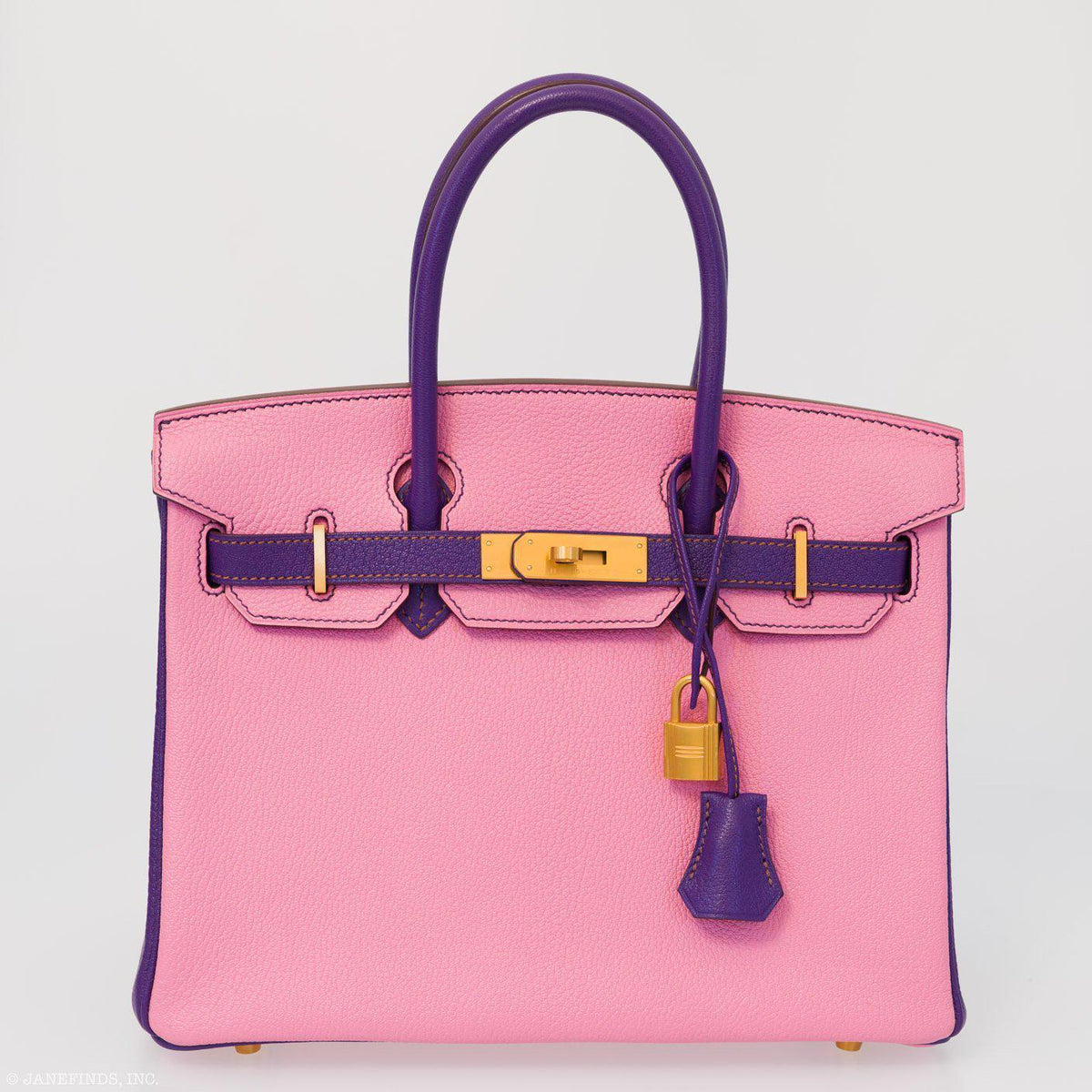 Hermes Birkin 30 HSS Rose Confetti & Anemone Chevre leather Brushed Gold Hardware