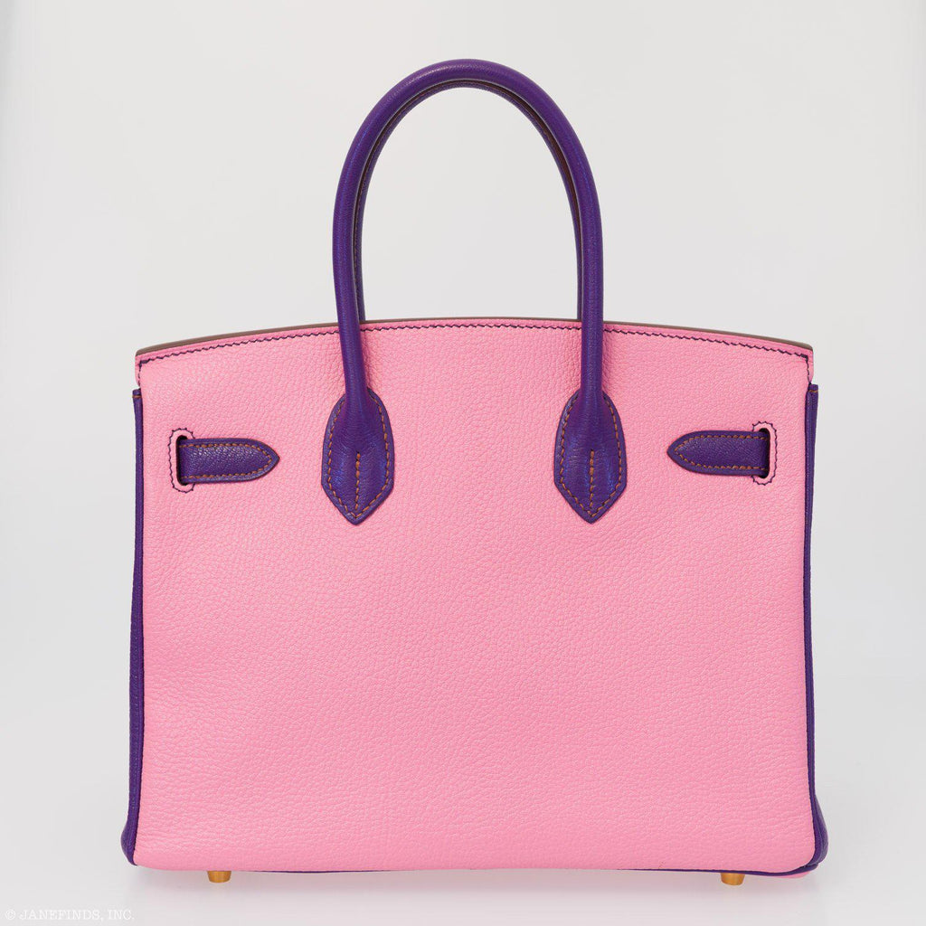 Hermes Birkin 30 HSS Rose Confetti & Anemone Chevre leather Brushed Gold Hardware