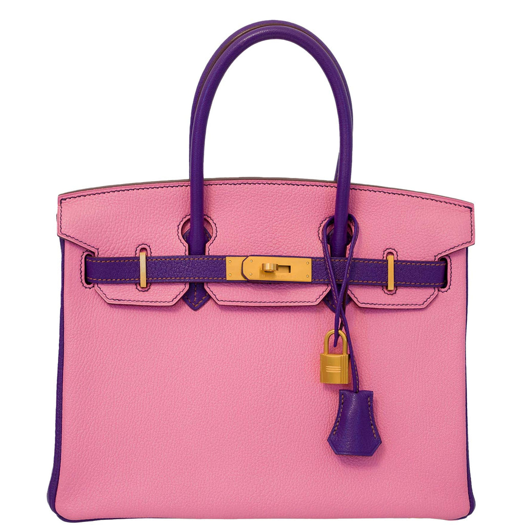 Hermes Birkin 30 HSS Rose Confetti & Anemone Chevre leather Brushed Gold Hardware