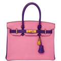Hermes Birkin 30 HSS Rose Confetti & Anemone Chevre leather Brushed Gold Hardware