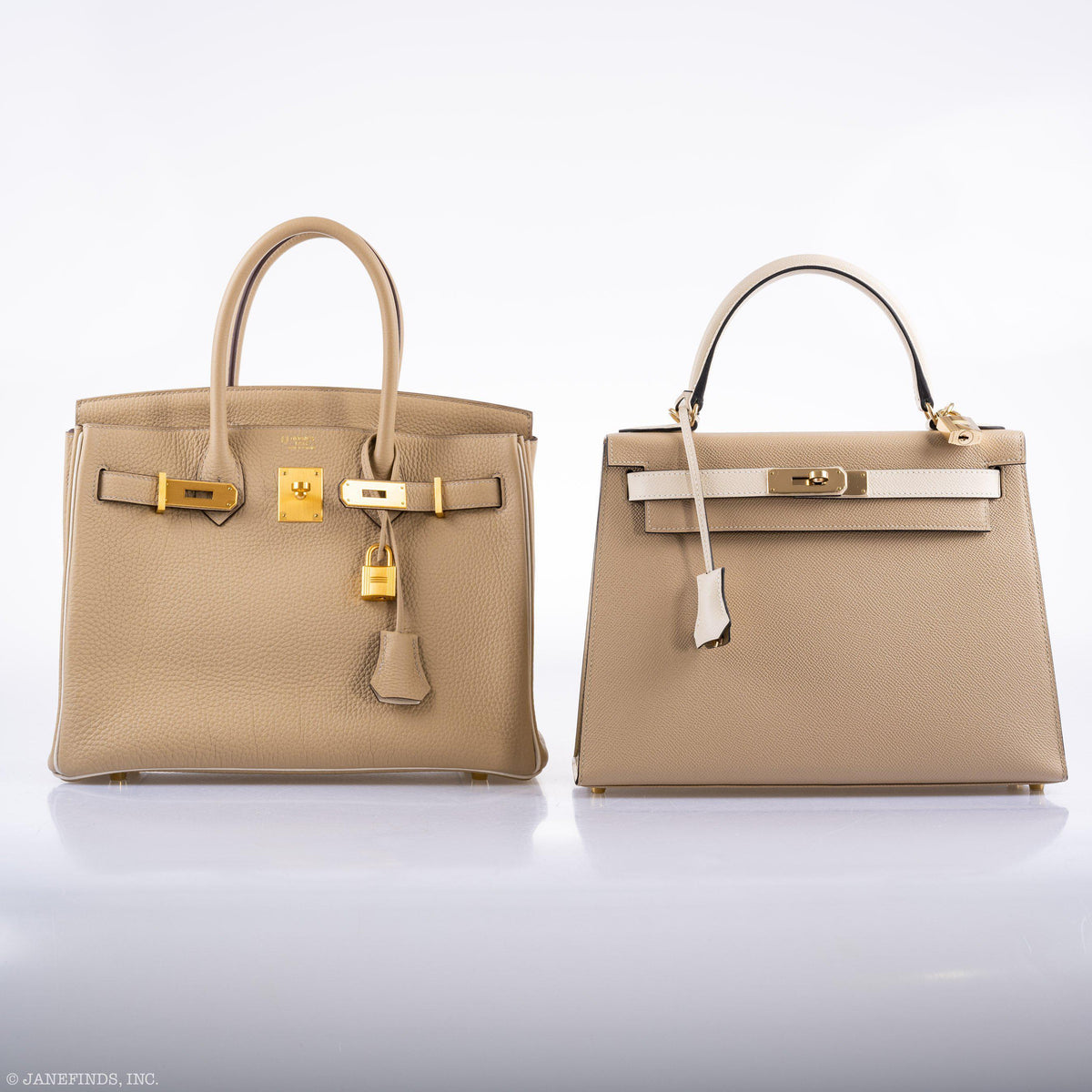 Hermes Birkin 30 HSS Trench & Craie Piping Togo Brushed Gold Hardware