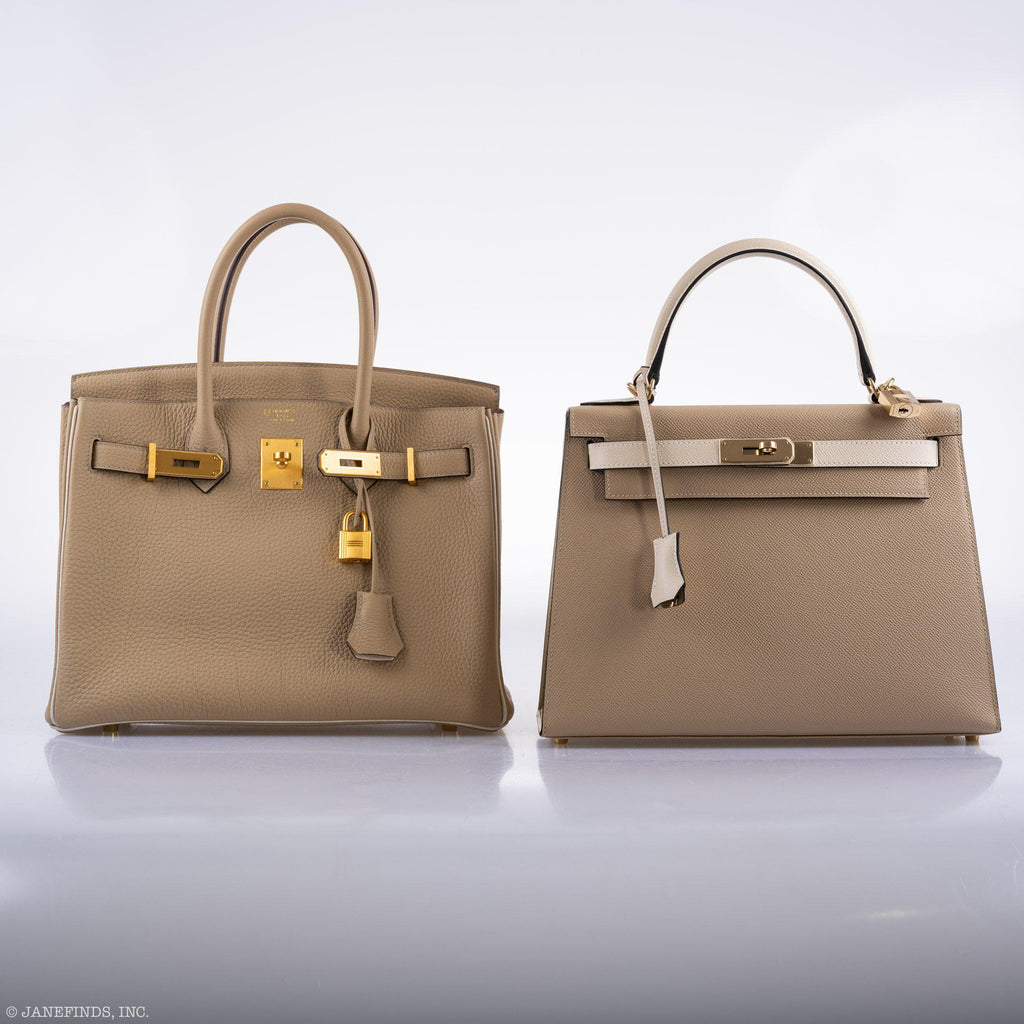 Hermes Birkin 30 HSS Trench & Craie Piping Togo Brushed Gold Hardware